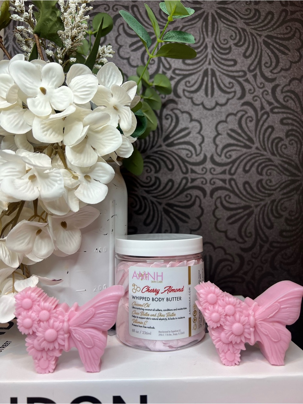 Cherry Almond Whipped Body Butter & Goats Milk Soap Rose Petal Scented